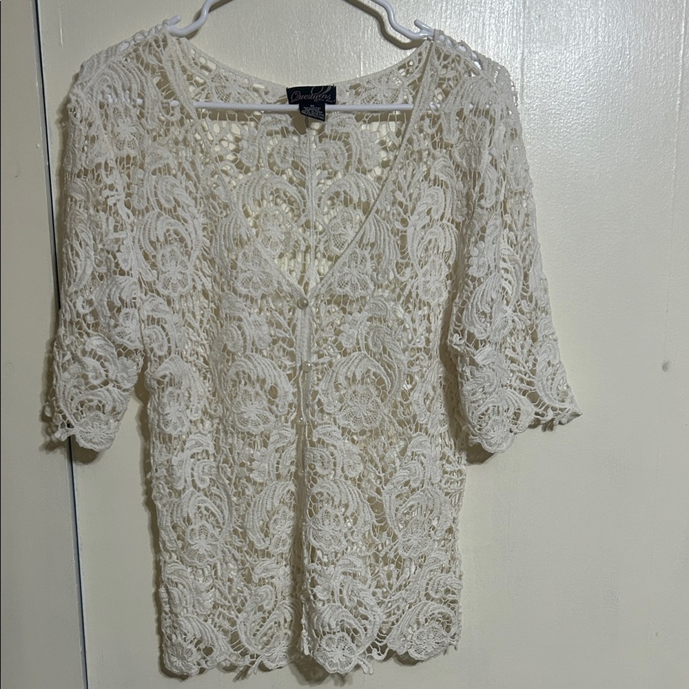 Daniel Rainn Questions Cream Lace sweater Blouse